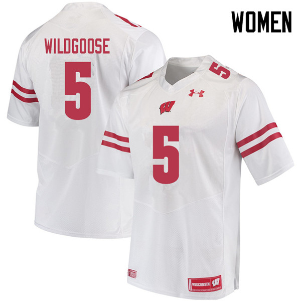 Wisconsin Badgers Women's #5 Rachad Wildgoose NCAA Under Armour Authentic White College Stitched Football Jersey CR40N28YG